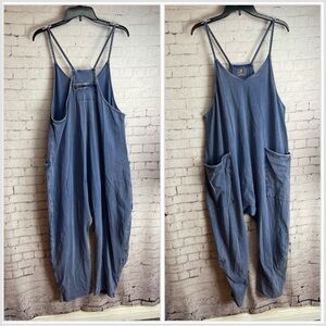 Free people movement size medium blue hot shot romper
